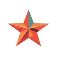 Geometric star shape in vibrant orange and green colors with sharp edges vector