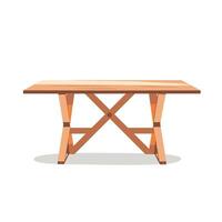 Wooden table with a simple design, perfect for dining or workspace settings vector