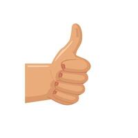 Hand shows thumbs up gesture expressing approval and positivity in a minimalist design vector