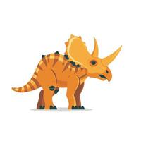Friendly cartoon dinosaur standing on a white background near an abstract landscape vector