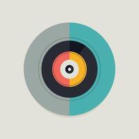 Colorful vinyl record design showcasing a classic retro aesthetic and circular patterns vector