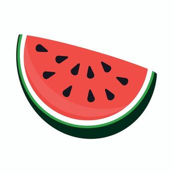 Fresh watermelon slice with bright colors and smooth texture displayed on a white background vector
