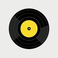 Vintage vinyl record with yellow center on a simple background vector