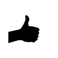 Hand making a thumbs up gesture with a solid black silhouette on a white background vector