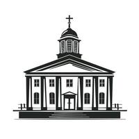 Classic church building with a prominent dome and cross on top in a minimalist style vector