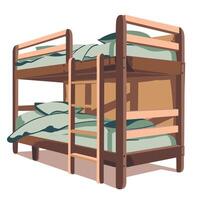 Bunk beds with soft pillows and bedding in a cozy room setting for children's sleep vector