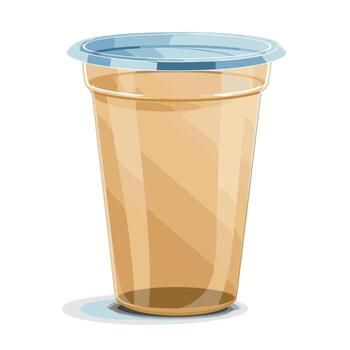 Clear plastic cup with lid placed on a white background for presentation or visual design vector