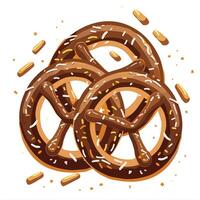 Pretzels sprinkled with salt on a white background with additional toppings vector