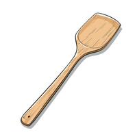 Wooden spatula rests on a white background showcasing its simple design and craftsmanship vector