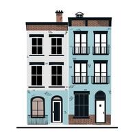 Charming urban buildings with distinct architectural styles in a vibrant neighborhood vector