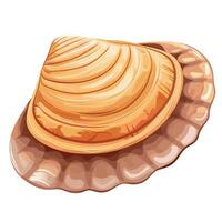 Beautiful seashell resting on a sandy beach under bright sunlight during a summer day vector