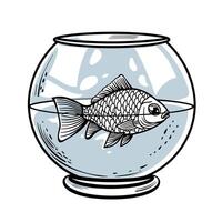 Goldfish swimming in a bowl filled with clear water on a calm afternoon vector