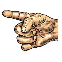Hand gesture indicating direction or emphasis in a detailed artistic style vector