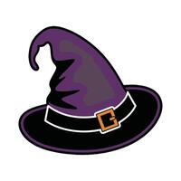 A purple witch hat with a black brim vector