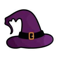 A purple witch hat with a black hat on top vector