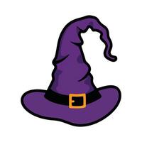 A purple witch hat with a black hat on top vector
