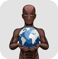 person with globe vector