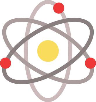An atom with red dots on it vector