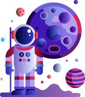 An astronaut standing on the moon with a space helmet vector