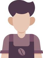 A man in an apron with a coffee bean on his head vector