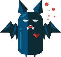 A cartoon bat with red eyes and a red heart vector
