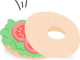 A bagel with lettuce and tomato on it vector