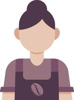 A woman in apron with a coffee cup icon vector