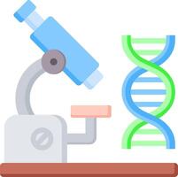 An illustration of a microscope and a dna strand vector