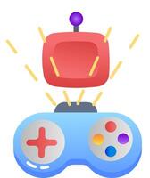 A game controller with a red button and a joystick vector