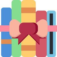 A colorful stack of books with a bow vector