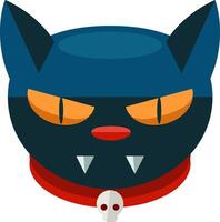 A cat with a red collar and blue eyes vector