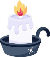 A candle in a pan with a flame vector