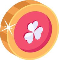 A four leaf clover on a coin vector