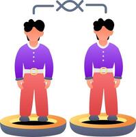 Two men standing on a platform with a cross vector
