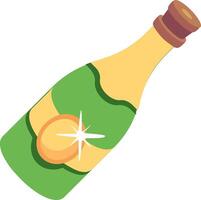 A bottle of champagne with a green label vector