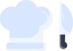 A chef hat and knife are shown on a white background vector