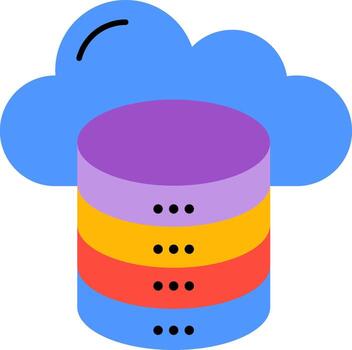 A stack of data with a cloud in the middle vector