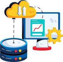 A computer monitor with a cloud and a data storage vector