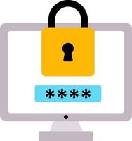 A computer screen with a padlock on it vector