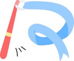 A blue ribbon with a red handle and a red handle vector