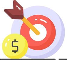 An arrow is in the center of a target with a dollar sign vector