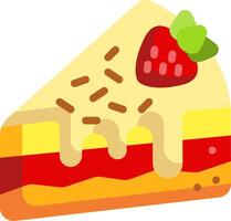 A slice of cake with a strawberry on top vector