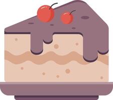 A piece of cake with cherries on top vector