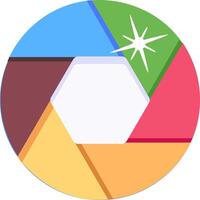 A colorful circular icon with a star in the center vector