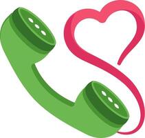 A phone with a heart and a green cord vector