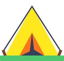 A yellow tent with a blue arrow pointing to it vector