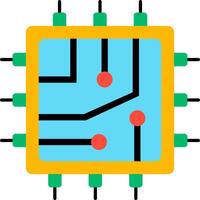 A circuit board with red and green dots vector