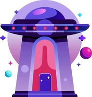 An illustration of a purple alien spaceship vector