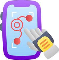 A hand holding a phone with a red circle on it vector