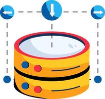 A yellow and blue object with arrows pointing to it vector
